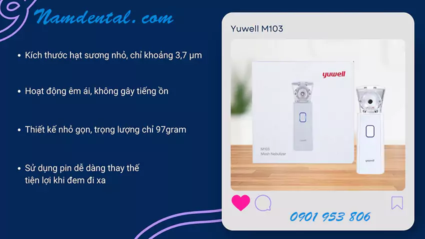 Máy xông khí dung cầm tay cho bé, người lớn Yuwell M102 M103